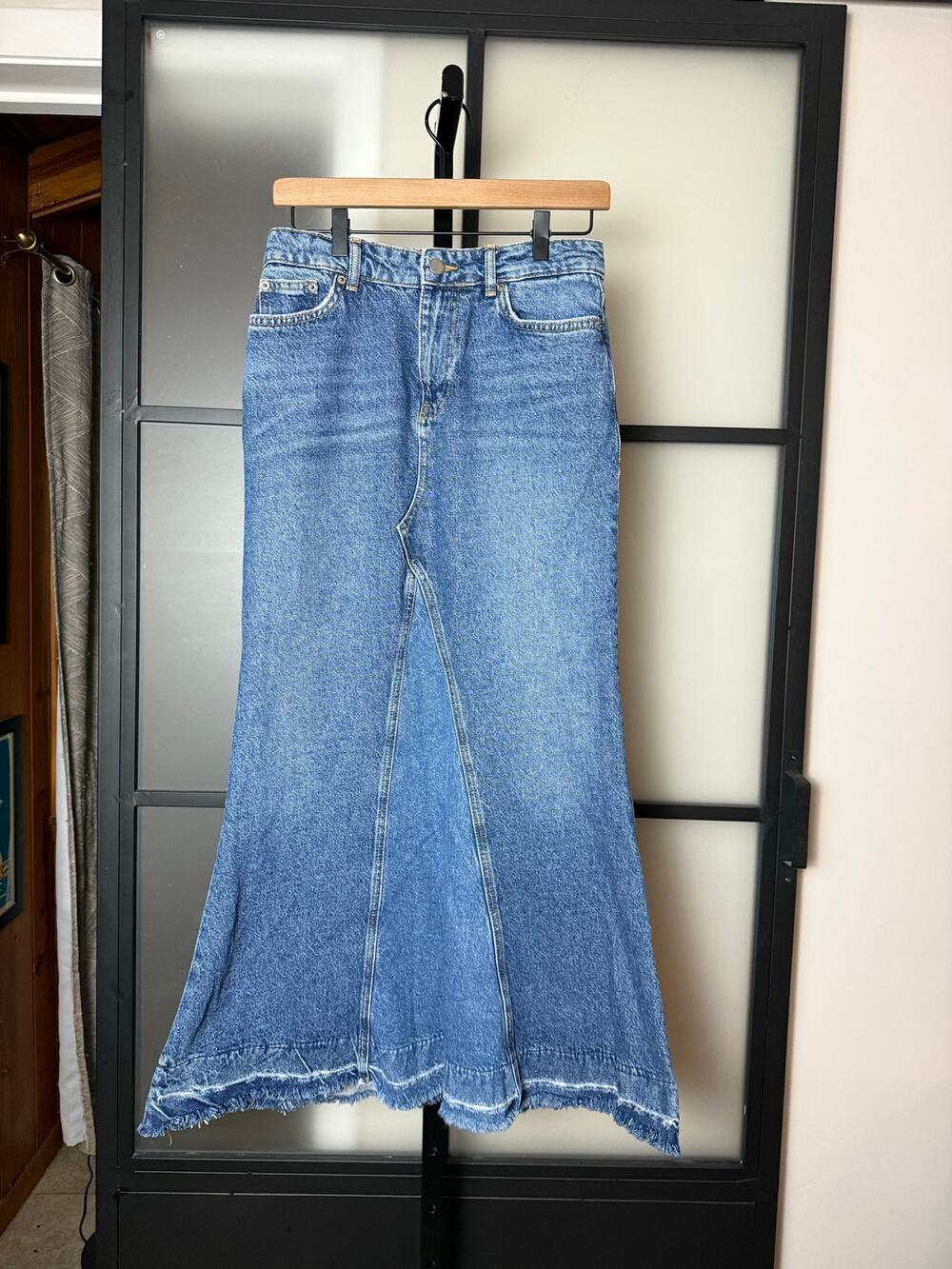 Zara Flared Denim Maxi Skirt Size XS